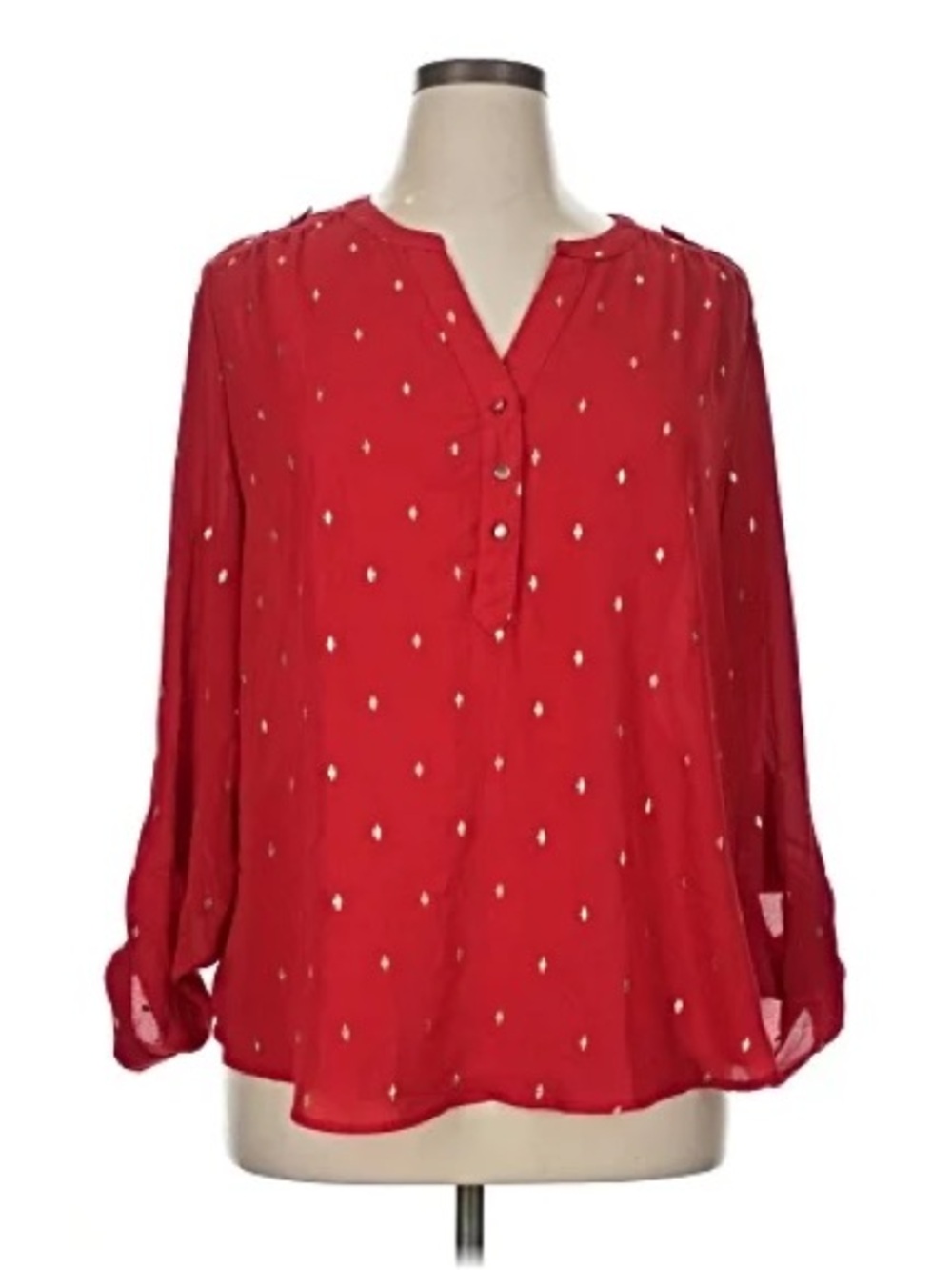 Red Long-Sleeve Blouse